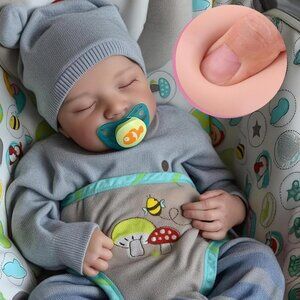 🆕17-Inch Full Body Vinyl Silicone Baby Doll Sleeping Boy with Feeding Toy
